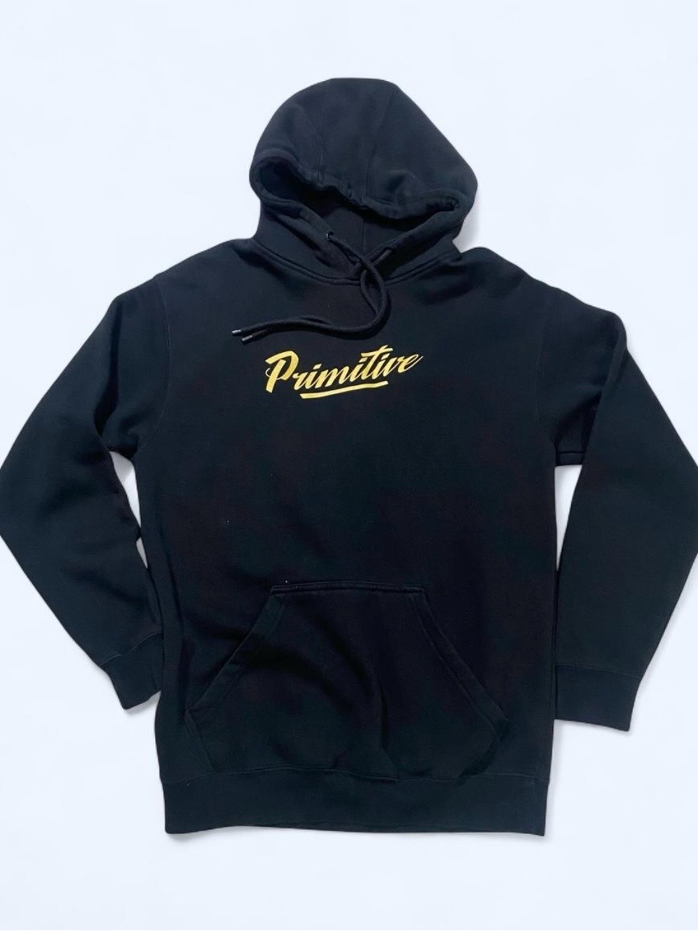 Primitive Black Hoodie with Gold Script Chest Logo